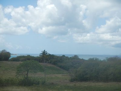 Vue sur le port de Folle Anse et les Saintes